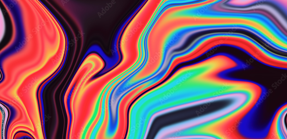 Poster abstract psychedelic background with trippy colorful acid stains.