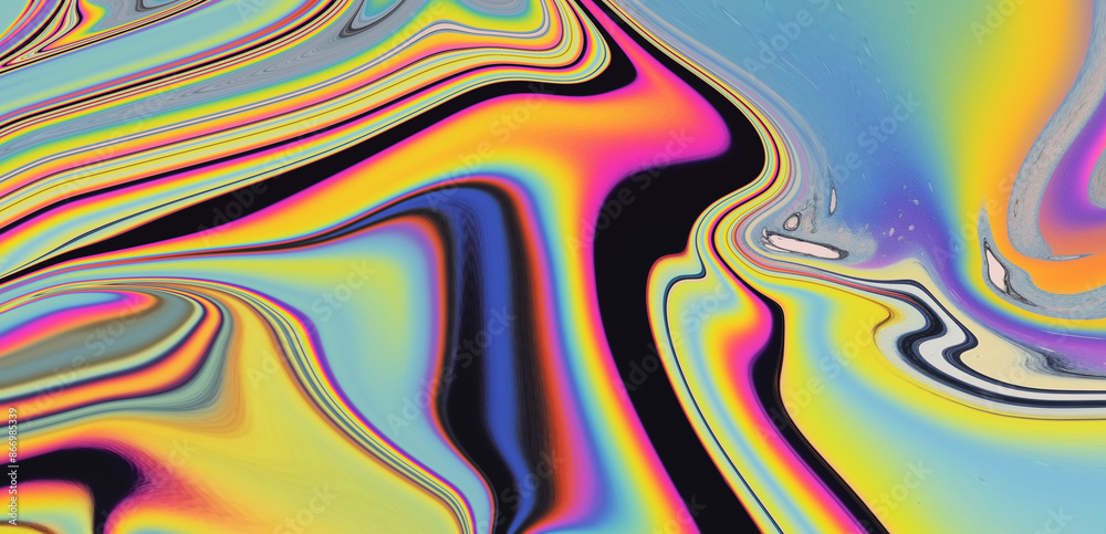 Poster abstract psychedelic background with trippy colorful acid stains.