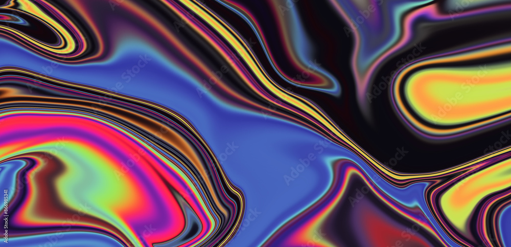 Poster abstract psychedelic background with trippy colorful acid stains.
