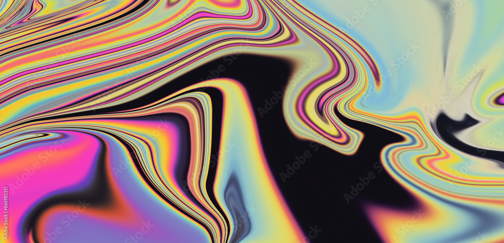 Poster abstract psychedelic background with trippy colorful acid stains.