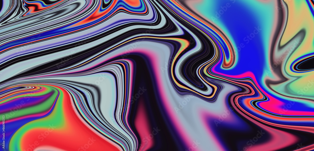 Poster abstract psychedelic background with trippy colorful acid stains.