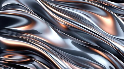 A shiny silver fabric with a wave pattern. The fabric is metallic and has a shiny, reflective surface
