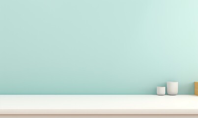 Minimalist White Tabletop Against a Light Blue Wall