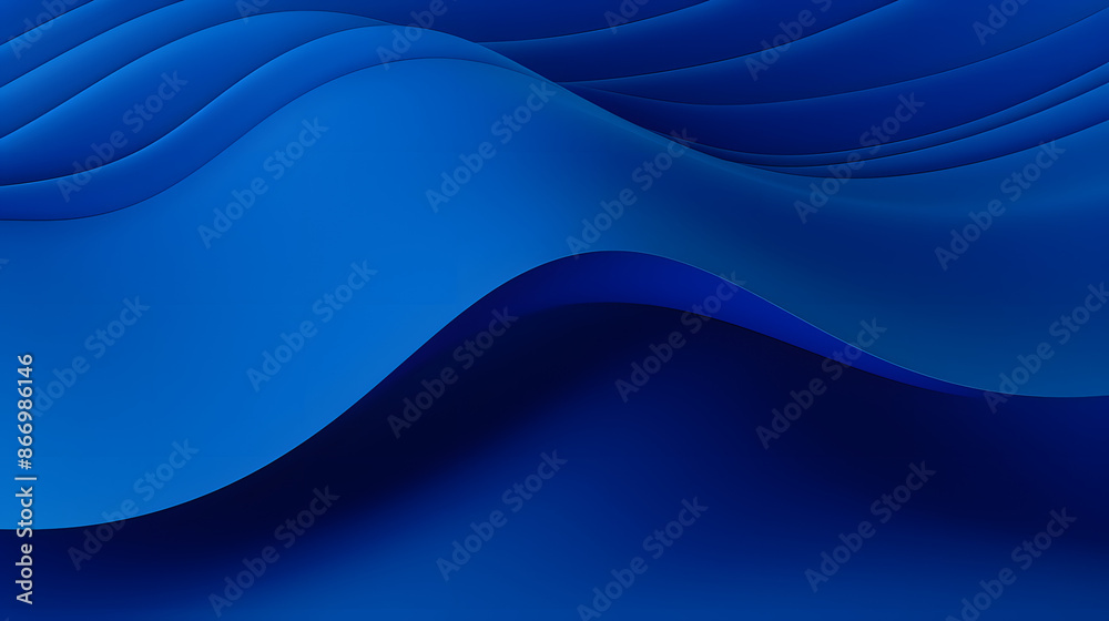 Poster Royal blue undulating 3D geometric pattern resembling wave texture in abstract design concept.