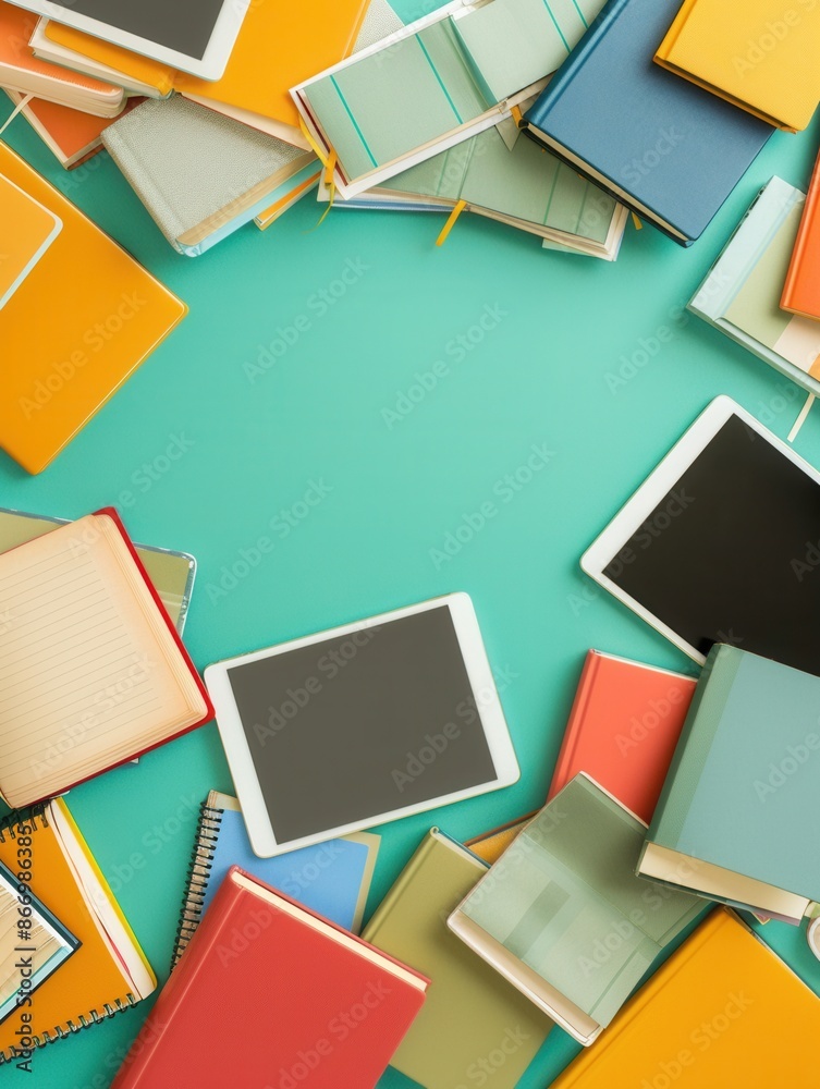 Leinwandbilder digital learning with tablets and e-readers displaying e-textbooks and educational materials on a te