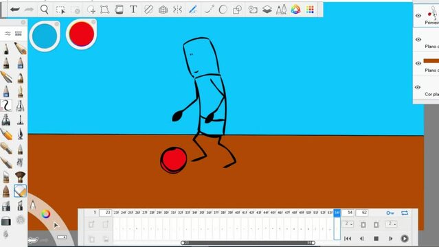 2d cartoon basketball player training dribbling