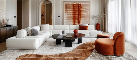 Chic Living Room Decor with Carpet and Couch