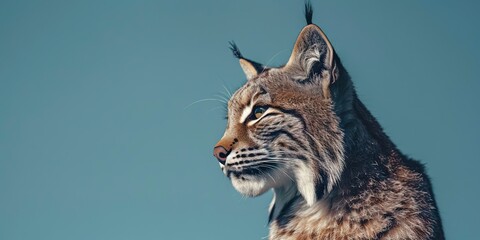 Obraz premium Realistic photography of a bobcat, pure solid color background, 