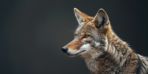 Obraz premium Realistic photography of a coyote, pure solid color background, 