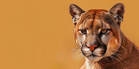 Obraz premium Realistic photography of a cougar, pure solid color background, 