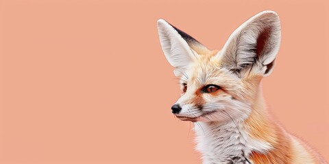 Realistic photography of a fennec fox, pure solid color background