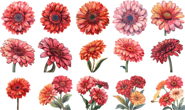 FLOWER SET IN COLOR STYLE, GARBERA SET IN COLOR STYLE