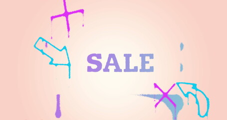 Image of sale text and pattern on orange background