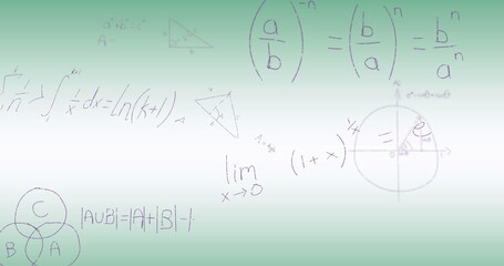 Image of mathematical data processing on green background