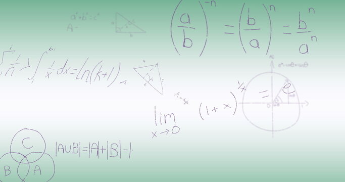 Image of mathematical data processing on green background