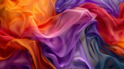 Fototapeta premium Abstract colorful waves of fabric in elegant composition. Abstract expressionism