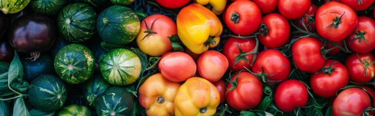 Fresh Tomatoes and Peppers at Market
