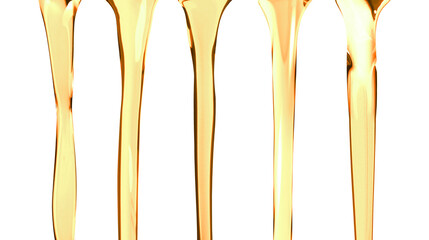 Cooking oil flows isolated on white, set
