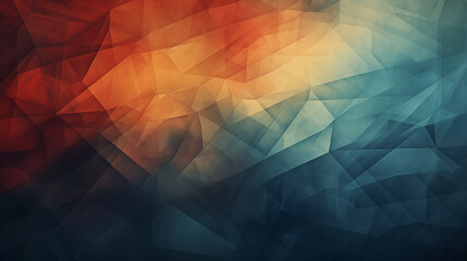 abstract background with geometric shapes in shades of blue and orange, polygonal pattern, gradient texture, adding contrast between different sections against the dark backdrop