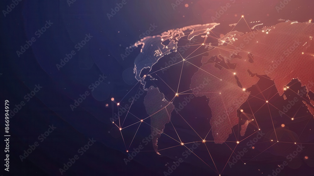 Leinwandbilder A simple and symbolic world map with highlighted routes. Perfect for travel agencies and global booking services. Generative AI