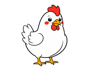 Cute Chicken cartoon vector icon illustration. chicks in simple kawaii style isolated in white. 