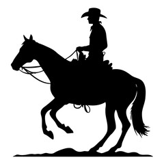 Naklejka premium cowboy rider riding a horse. wild west figure illustration of a guy riding a horse wearing a cowboy hat and lasso. 
