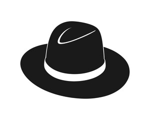 black and white cowboy hat logo icon design vector illustration. 