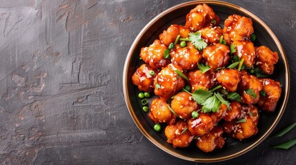 Indian Chinese Gobi Manchurian Dish with Copy Space