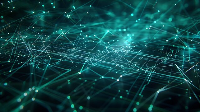 Digital background, an abstract representation of interconnected nodes, data streams, digital technologies, such as network functions, technological processes, digital storage, science and education - Powered by Adobe