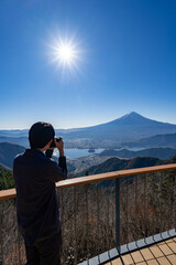 Naklejka premium 秋の新道峠FUJIYAMAツインテラス