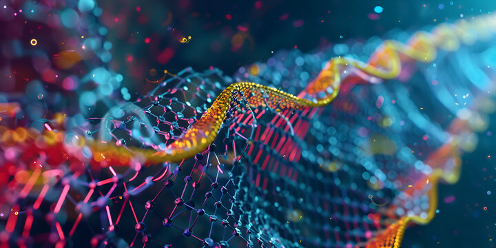 "Abstract Digital Wave with Vibrant Nodes and Mesh Pattern ,Colorful Digital Waveform with Illuminated Points in Abstract Network