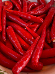 red hot pepper in a wooden basket