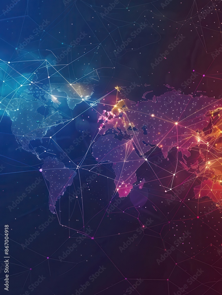 Leinwandbilder A simple and symbolic world map with highlighted routes, designed for use by travel agencies and global booking services. Generative AI