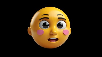 3D cartoon emoji with a surprised expression, yellow skin, and pink cheeks.