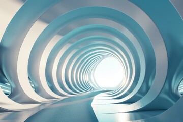 Obraz premium Futuristic Tunnel Architecture. Abstract Modern Design with Light at End