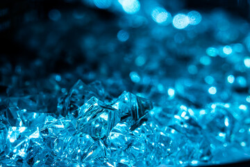 A close up of blue ice cubes