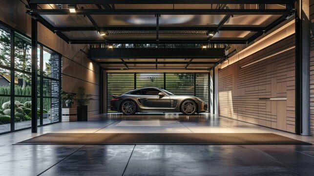 Interior garage of modern house.