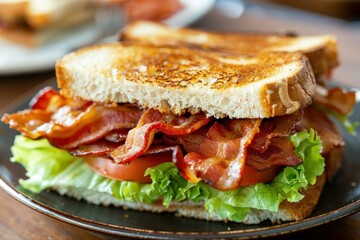 Classic blt sandwich with crispy bacon, fresh lettuce, and juicy tomato on toasted bread