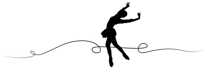 Fototapeta premium line art silhouette illustration background skating