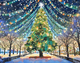 christmas tree at night