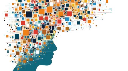 Abstract Human Head with Digital Data Flow_1