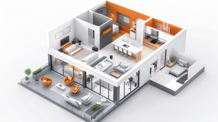 Obraz premium 3d isometric view of a modern smart home. 3D rendering. Background for business