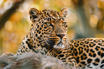 Fototapeta premium Leopard in the forest.