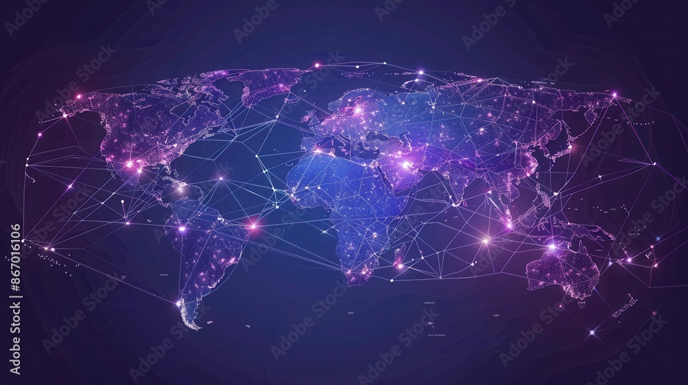 Aufkleber A minimalist design featuring a world map with highlighted routes, perfect for travel agencies and global booking services. Generative AI