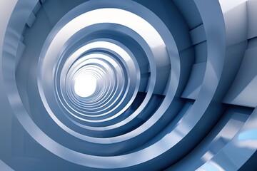 Obraz premium Abstract Architecture. Blue Circular Tunnel With Bright Light, Concept of Technology, Future, Innovation