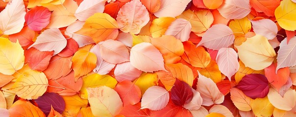 Vibrant autumn leaves in warm colors covering the ground, creating a colorful and festive seasonal background for various uses.
