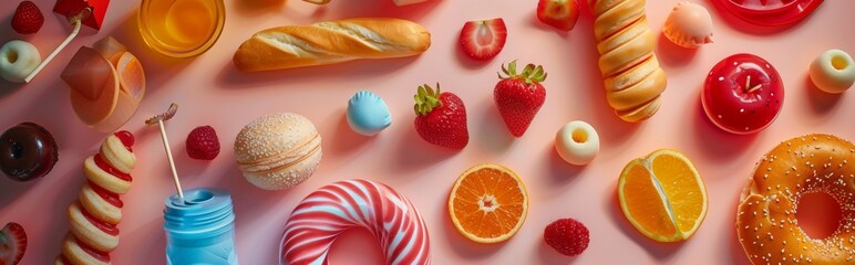 Colorful assortment of various sweets and pastries © Juan