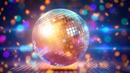 Obraz premium Gleaming disco ball spreading a spectrum of lights throughout.