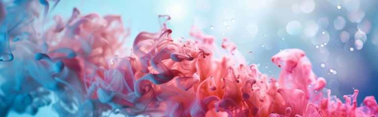 Obraz premium Abstract ink in water with blue and pink hues
