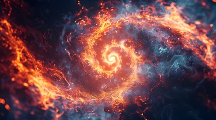 Glowing Electric Spiral Current Forming Mesmerizing Cosmic Vortex Against Dark Background